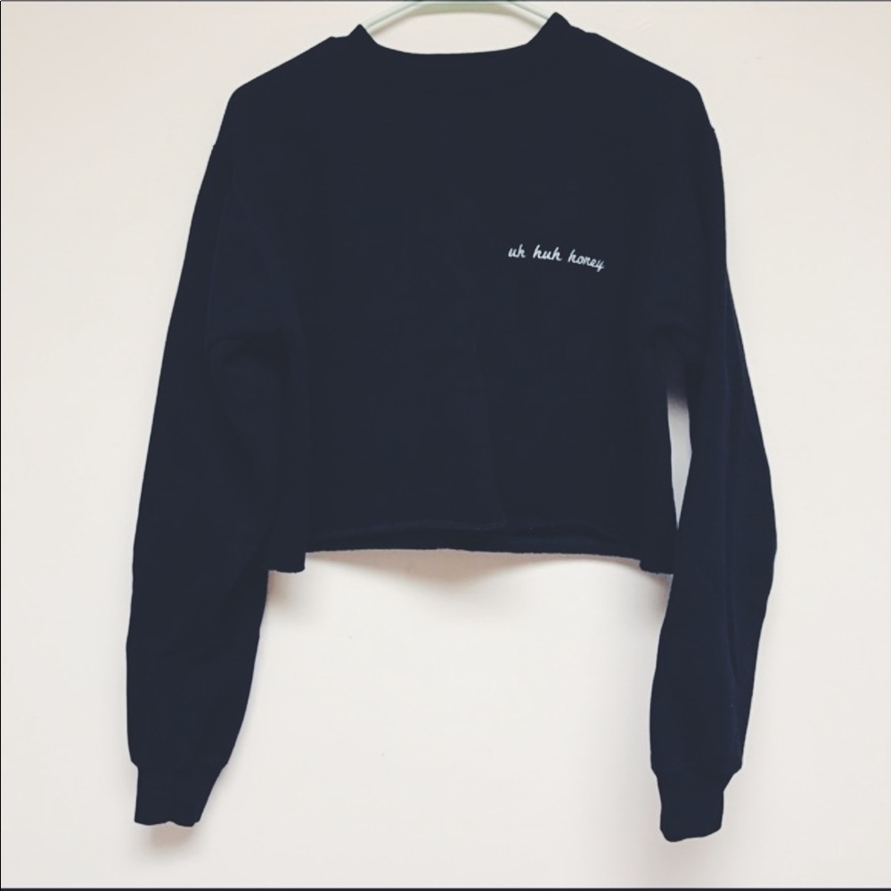Long Crop Brandy Melville Black Sweatshirt